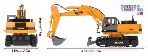 [ZRC.1510] Duża koparka gąsienicowa zdalnie sterowana RC spychacz 1:16 pilot obrót 680*