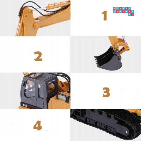 [ZRC.1510] Duża koparka gąsienicowa zdalnie sterowana RC spychacz 1:16 pilot obrót 680*