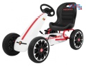 [PB9388A] Gokart ABARTH na pedały dla dzieci Koła EVA Hamulec ręczny - biały