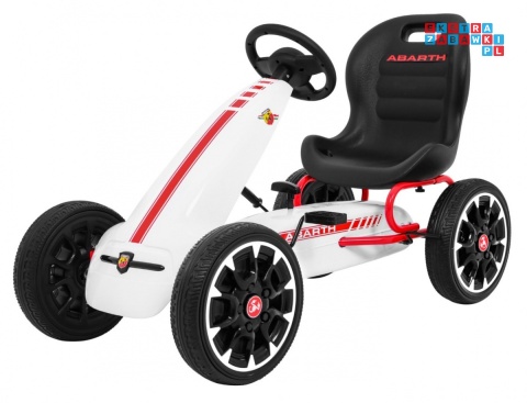 [PB9388A] Gokart ABARTH na pedały dla dzieci Koła EVA Hamulec ręczny - biały