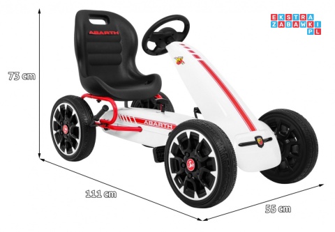 [PB9388A] Gokart ABARTH na pedały dla dzieci Koła EVA Hamulec ręczny - biały