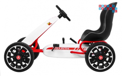 [PB9388A] Gokart ABARTH na pedały dla dzieci Koła EVA Hamulec ręczny - biały