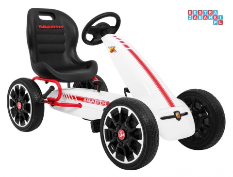 [PB9388A] Gokart ABARTH na pedały dla dzieci Koła EVA Hamulec ręczny - biały