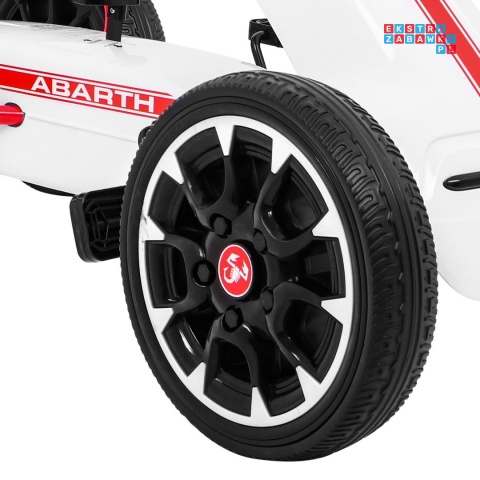 [PB9388A] Gokart ABARTH na pedały dla dzieci Koła EVA Hamulec ręczny - biały