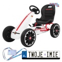 [PB9388A] Gokart ABARTH na pedały dla dzieci Koła EVA Hamulec ręczny - biały