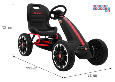 [PB9388A] Gokart ABARTH na pedały dla dzieci Koła EVA Hamulec ręczny - czarny