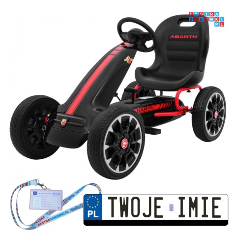 [PB9388A] Gokart ABARTH na pedały dla dzieci Koła EVA Hamulec ręczny - czarny