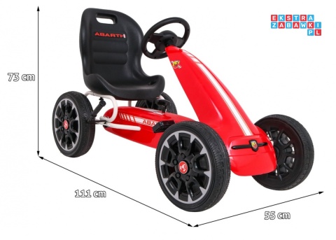 [PB9388A] Gokart ABARTH na pedały dla dzieci Koła EVA Hamulec ręczny - czerwony
