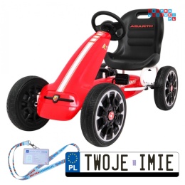 [PB9388A] Gokart ABARTH na pedały dla dzieci Koła EVA Hamulec ręczny - czerwony