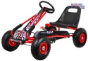 [A15] Gokart na pedały dla dzieci 3+ Pompowane opony Regulowany fotel - czerwony