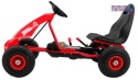[A18] Gokart Champion na pedały dla dzieci 3+ Pompowane opony Regulowane siedzisko Ręczny hamulec - czerwony