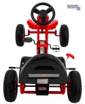 [A18] Gokart Champion na pedały dla dzieci 3+ Pompowane opony Regulowane siedzisko Ręczny hamulec - czerwony
