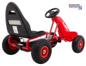 [A18] Gokart Champion na pedały dla dzieci 3+ Pompowane opony Regulowane siedzisko Ręczny hamulec - czerwony
