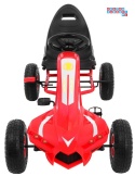 [A18] Gokart Champion na pedały dla dzieci 3+ Pompowane opony Regulowane siedzisko Ręczny hamulec - czerwony