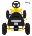 [A18] Gokart Champion na pedały dla dzieci 3+ Pompowane opony Regulowane siedzisko Ręczny hamulec - żółty