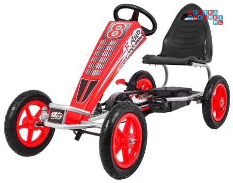 [F8-1] Gokart Full Ahead na pedały dla dzieci 3+ Regulacja siedziska Pompowane koła Hamulec ręczny - czerwony