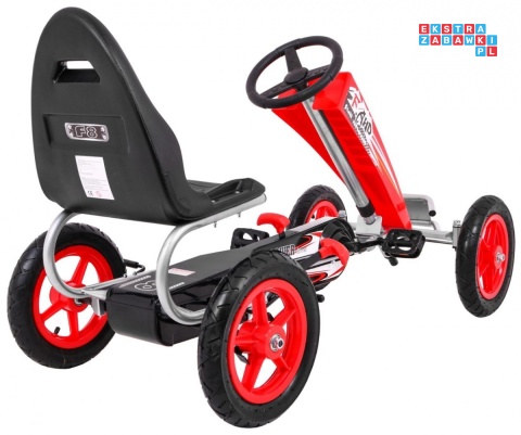 [F8-1] Gokart Full Ahead na pedały dla dzieci 3+ Regulacja siedziska Pompowane koła Hamulec ręczny - czerwony