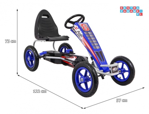 [F8-1] Gokart Full Ahead na pedały dla dzieci 3+ Regulacja siedziska Pompowane koła Hamulec ręczny - niebieski