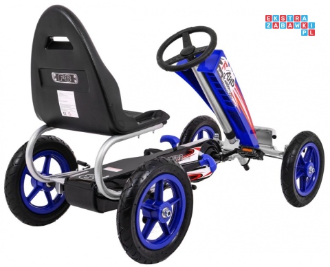 [F8-1] Gokart Full Ahead na pedały dla dzieci 3+ Regulacja siedziska Pompowane koła Hamulec ręczny - niebieski