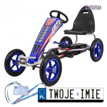 [F8-1] Gokart Full Ahead na pedały dla dzieci 3+ Regulacja siedziska Pompowane koła Hamulec ręczny - niebieski