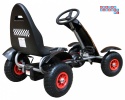 [F618] Gokart na pedały Racing XL dla dzieci 3+ Pompowane koła Regulacja fotela - czarny