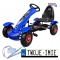 [F618] Gokart na pedały Racing XL dla dzieci 3+ Pompowane koła Regulacja fotela - niebieski