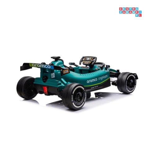 [outlet] [JE1599] Auto Formuła 1 Aston Martin Cognizant Aramco na akumulator 4x50W 24V/5Ah ekoskóra EVA