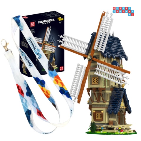 [10060] Klocki 1584 el. Konstrukcyjne duży wiatrak stojący średniowieczny młyn Mould King