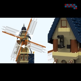 [10060] Klocki 1584 el. Konstrukcyjne duży wiatrak stojący średniowieczny młyn Mould King