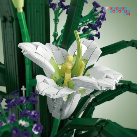 [10023] Klocki 1513 el. Konstrukcyjne kwiaty w wazonie dekoracja Mould King