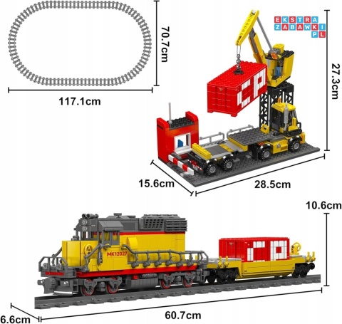 [12027S] Klocki 1257 el. Konstrukcyjne lokomotywa kolejka pociąg model Mould King
