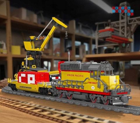 [12027S] Klocki 1257 el. Konstrukcyjne lokomotywa kolejka pociąg model Mould King