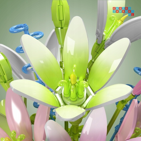 [10057] Klocki 1006 el. Model kwiaty w wazonie ozdoba bukiet Mould King