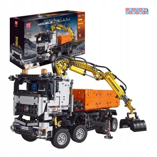 [19007S] Klocki 2970 el. Pojazd 2w1 maszyna budowlana koparka wywrotka RC Mould King