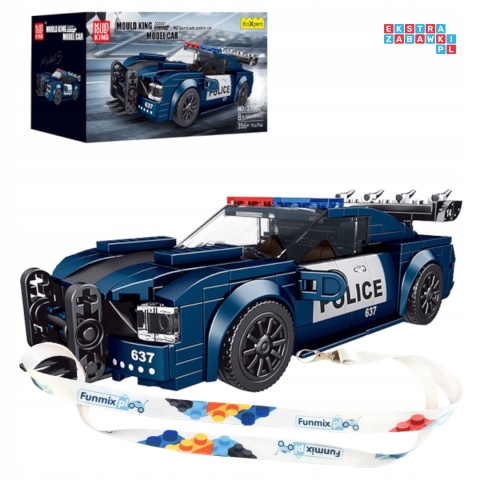 [27002] Klocki 356 el. Pojazd samochód policja blokada policyjna w gablocie Mould King