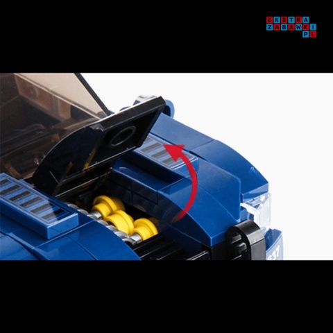 [27002] Klocki 356 el. Pojazd samochód policja blokada policyjna w gablocie Mould King