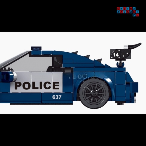 [27002] Klocki 356 el. Pojazd samochód policja blokada policyjna w gablocie Mould King