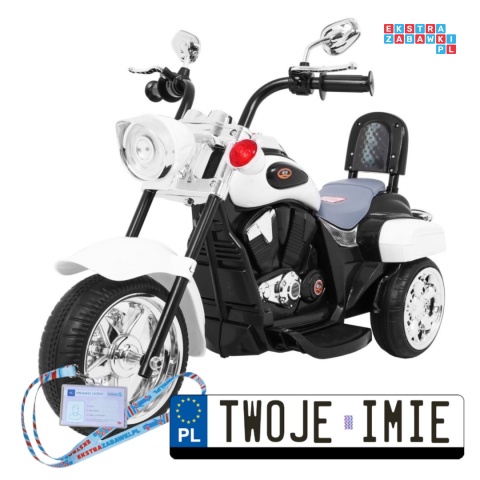 [TR1501] Motocykl Chopper NightBike 1x20W 6V/4.5Ah - biały