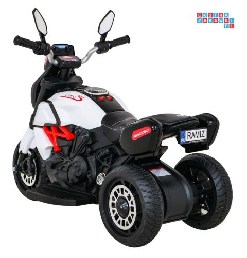 [BLJ818] Motocykl Fast Tourist na akumulator 1x18W 6V/4.5Ah Audio Światła Ekoskóra - biały