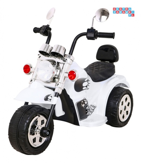[LL777] Motocykl Hot Chopper na akumulator 1x25W 6V/4,5Ah światla melodyjki - biały