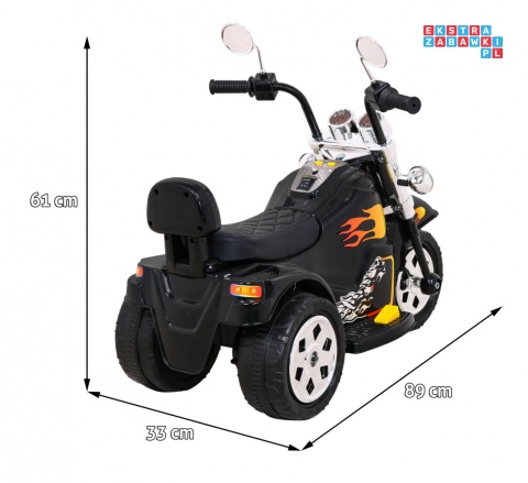 [LL777] Motocykl Hot Chopper na akumulator 1x25W 6V/4,5Ah światla melodyjki - czarny