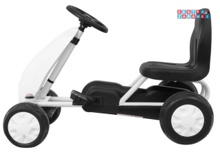 [B001] Pierwszy Gokart na pedały dla najmłodszych Napęd łańcuchowy Koła gumowane - biały