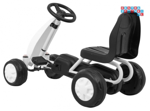 [B001] Pierwszy Gokart na pedały dla najmłodszych Napęd łańcuchowy Koła gumowane - biały