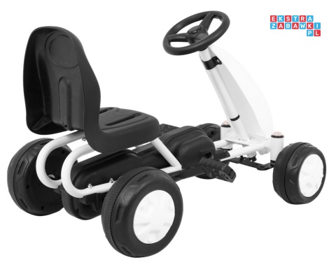 [B001] Pierwszy Gokart na pedały dla najmłodszych Napęd łańcuchowy Koła gumowane - biały