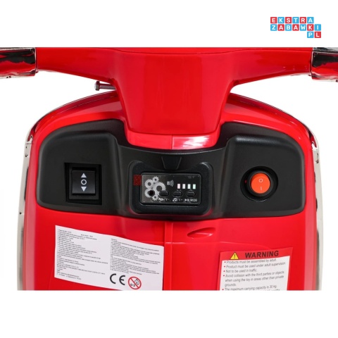 [LQ-051] Skuter Vespa ROMA na akumulator 2x35W 12V/7Ah EVA wolny start ekoskóra Bluetooth - czerwony