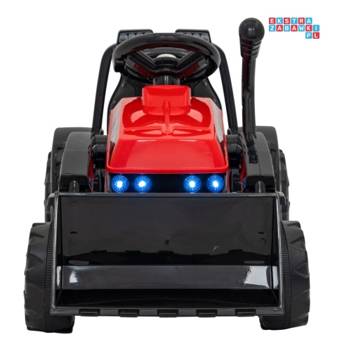 [ZP1001B] Traktor spychacz G320 dla najmłodszych na akumulator 1x25W 6V/5Ah ruchoma łyżka melodie klakson LED - czerwony