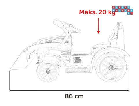 [ZP1001B] Traktor spychacz G320 dla najmłodszych na akumulator 1x25W 6V/5Ah ruchoma łyżka melodie klakson LED - czerwony
