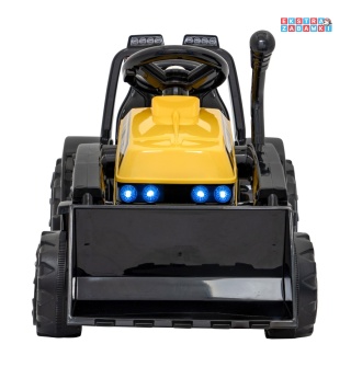 Traktor spychacz G320 na akumulator - żółty, 1x25W, ruchoma łyżka, melodie, klakson, LED [ZP1001B]