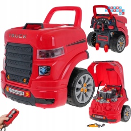 [ZKT.008-978] Warsztat mechanika samochód ciężarowy silnik auto do rozkręcania z pilotem - czerwony