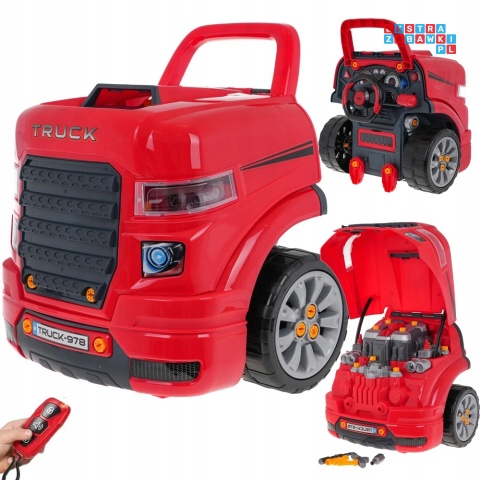[ZKT.008-978] Warsztat mechanika samochód ciężarowy silnik auto do rozkręcania z pilotem - czerwony